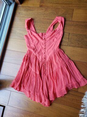 Vanessa Mooney Elizabeth romper dress in coral